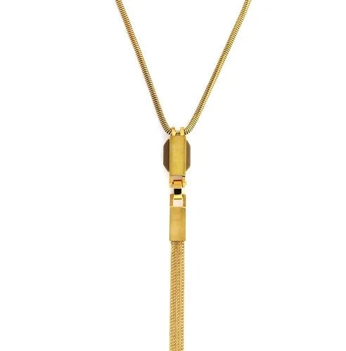 Vince Camuto Gold Tone Camel Neutral Stone Lariat Y Necklace NWT