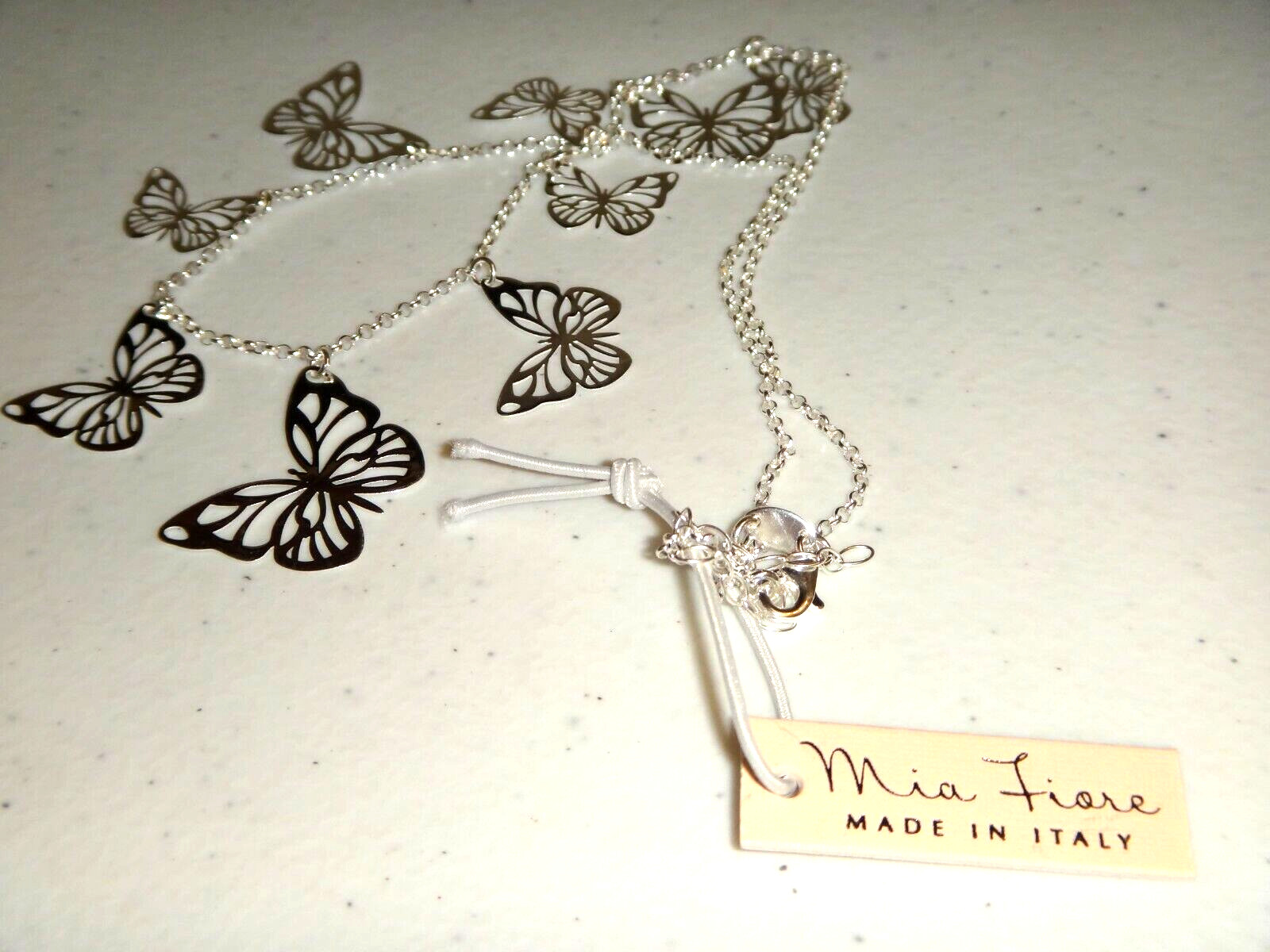 MIA FIORE Women’s 925 Sterling Silver Butterfly Necklace 17.5 in MADE IN ITALY