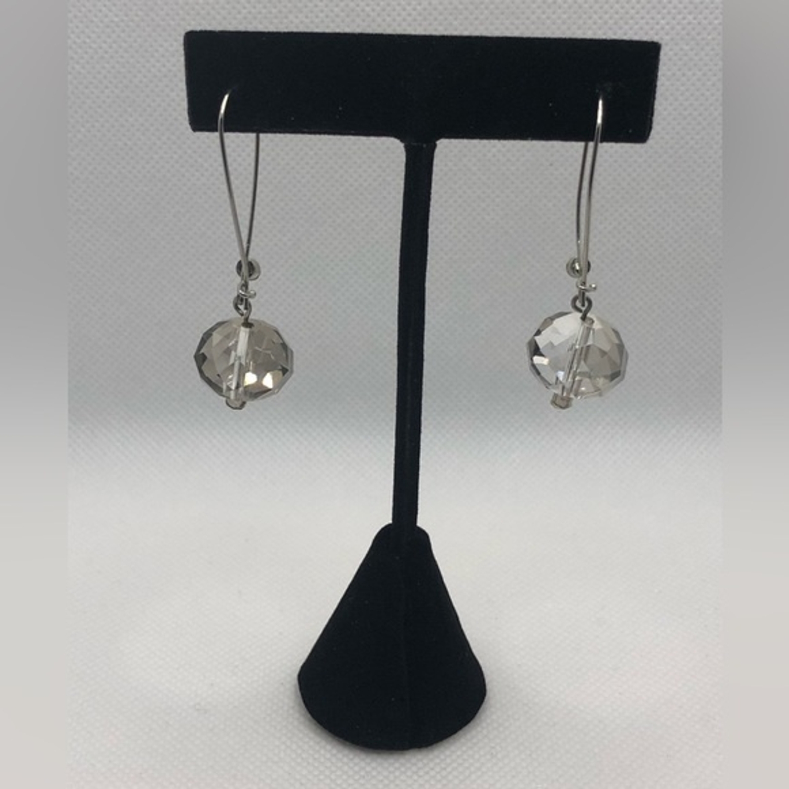 Long Sparkly Clear Bead Earrings