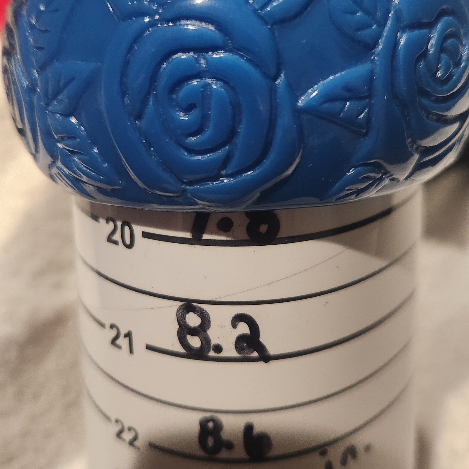 Vintage Blue Carved Rose acrylic Bangle Bracelet Chunky Floral Statement 7.4In