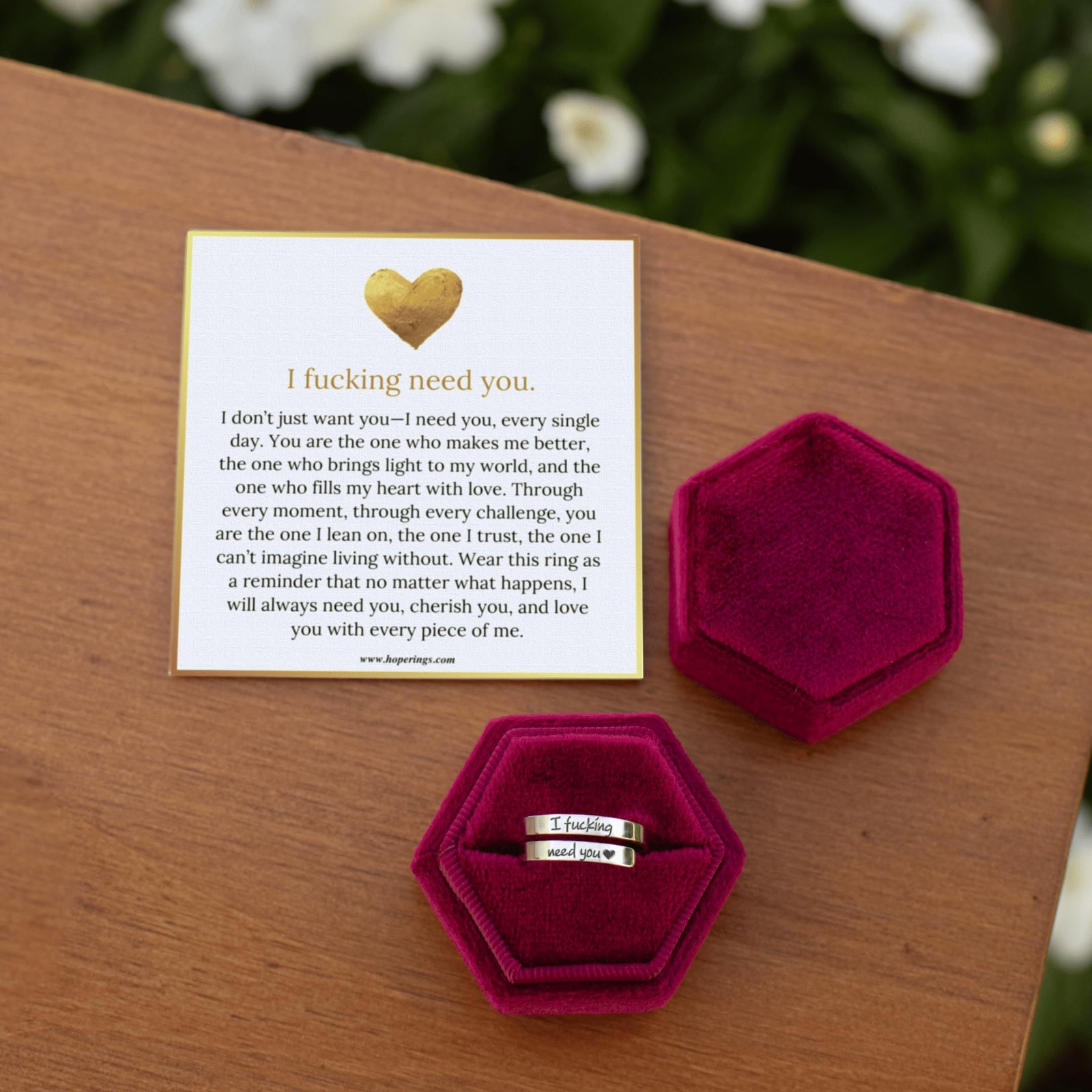 I F♡cking Need You Adjustable Ring – 304 Stainless Steel Couples Jewelry Gift Bo