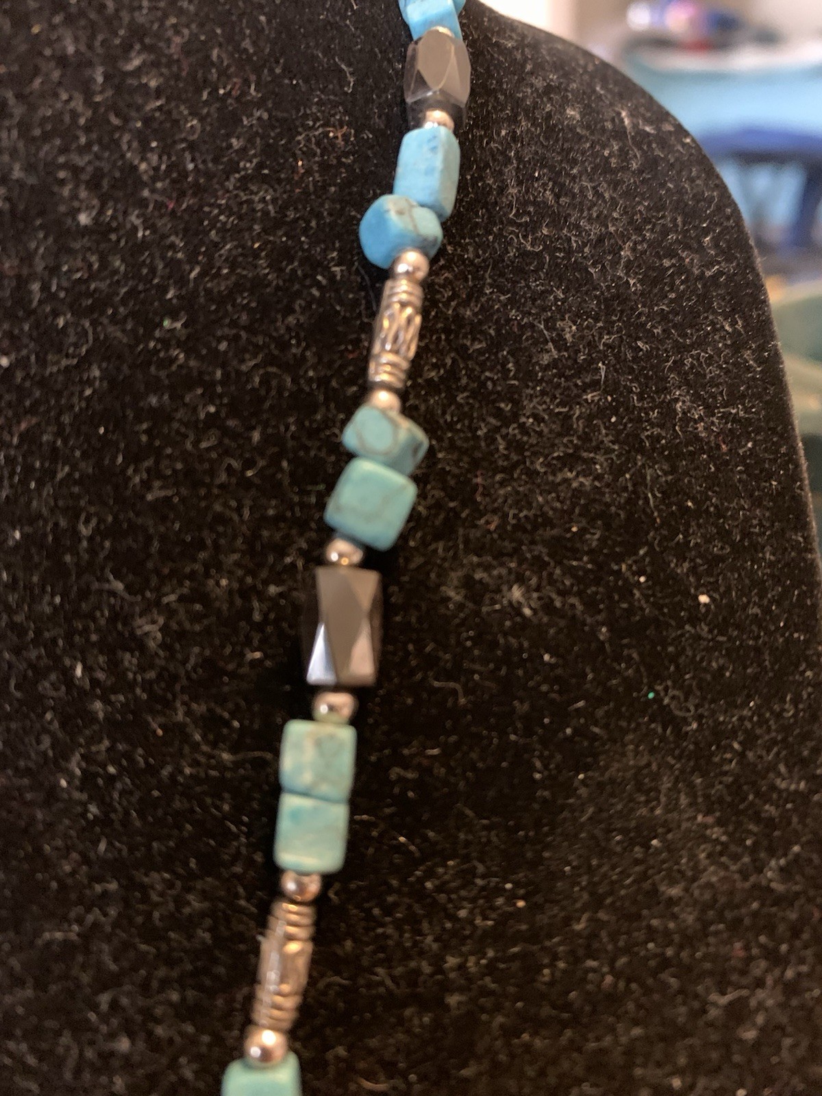 Set Of six magnet necklaces hematite, moonstone, silver, turquoise, etc.