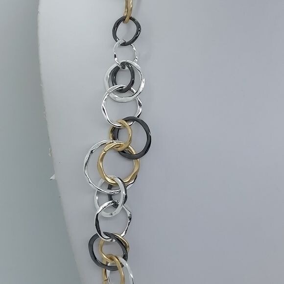 Alfani black, gold, and silver hoop necklace