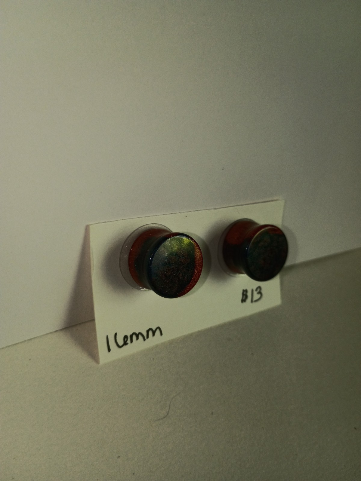 16mm Handmade Deep Blue & Rust Gemstone Effect Resin | Mica Marble Ear Plugs
