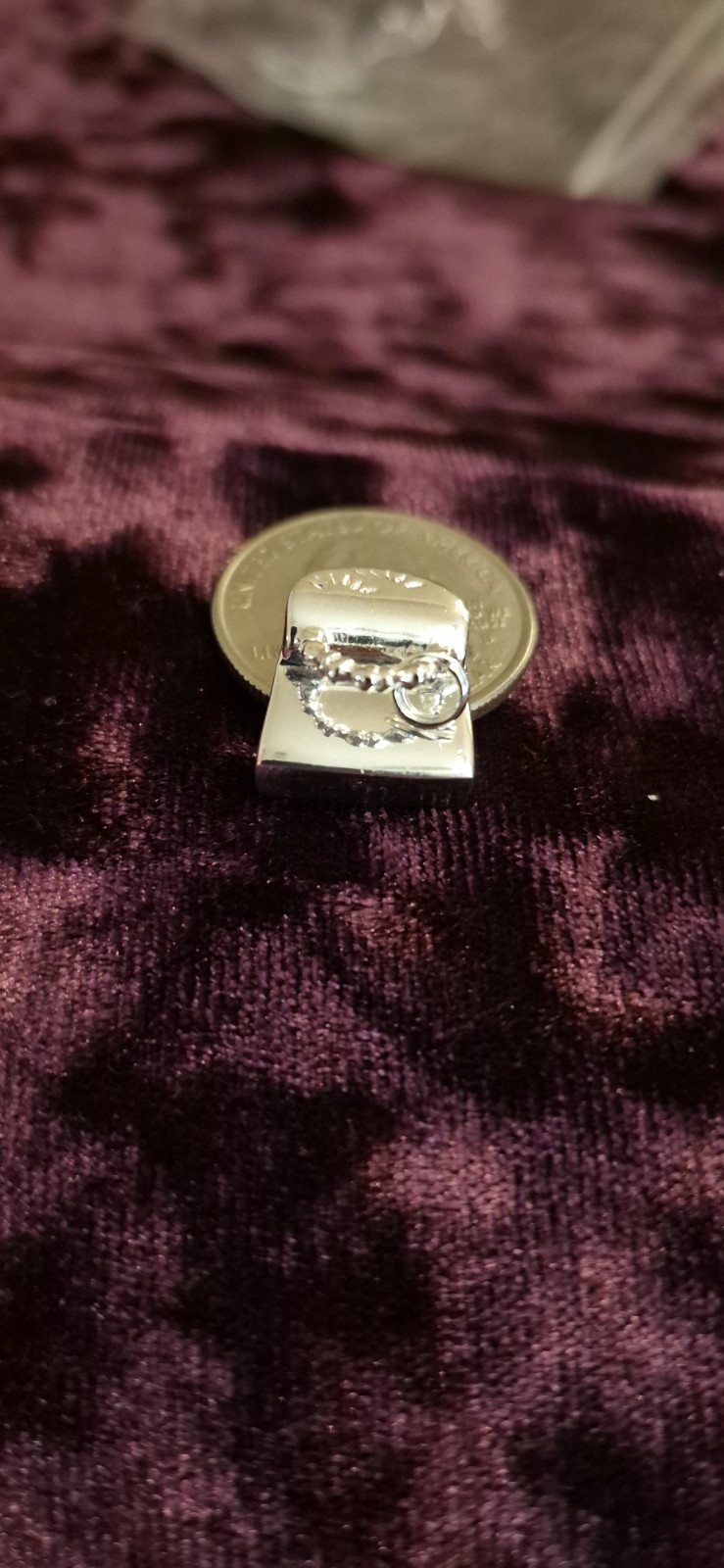 vintage sterling silver miniature handbag charm.