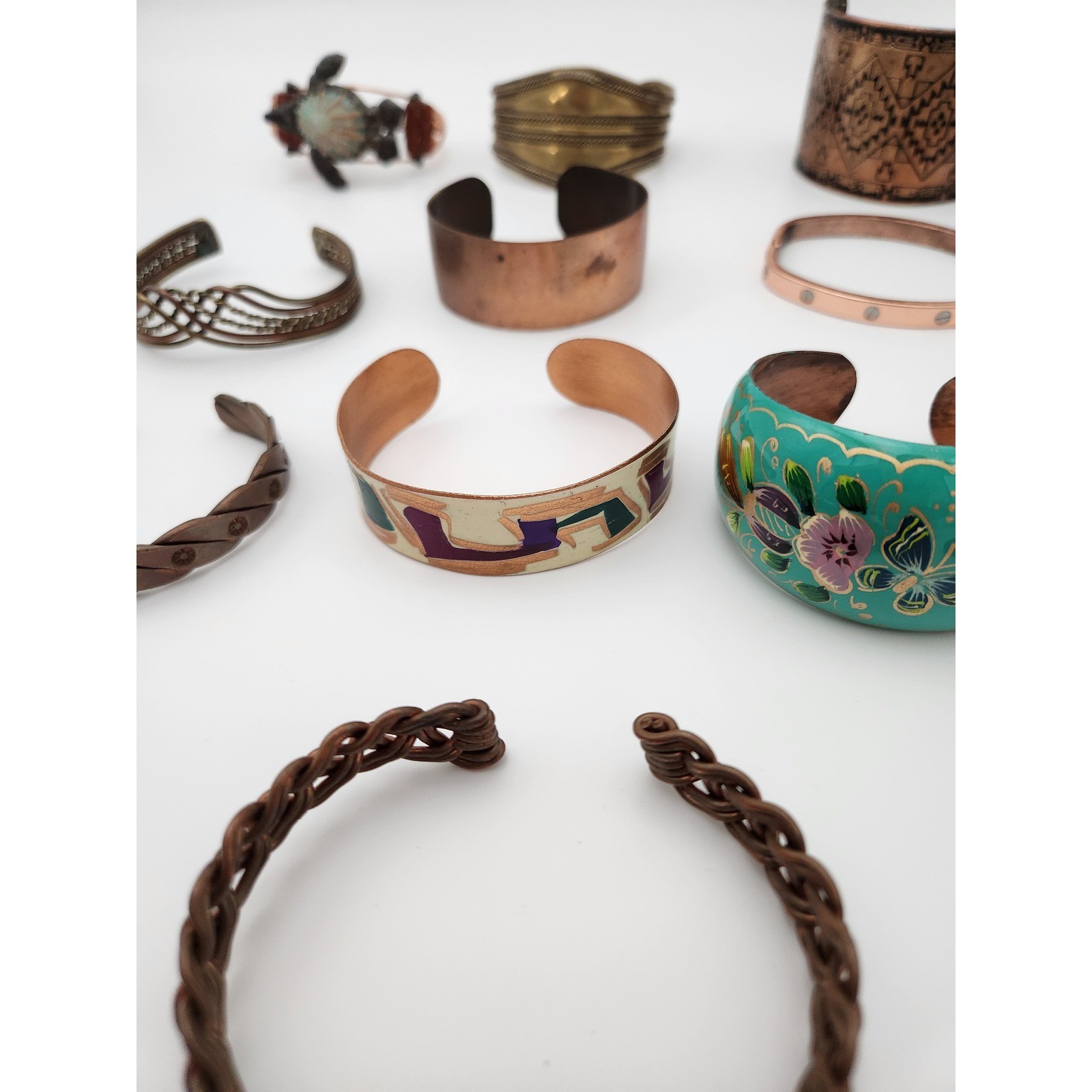 Unbranded Bracelet Lot Womens OS Mixed Copper Brass Enamel Boho Eclectic 16pc