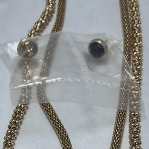 Gold Tone Black Statement Necklace Body Chain & Earrings Jewelry Lot Set 4pc