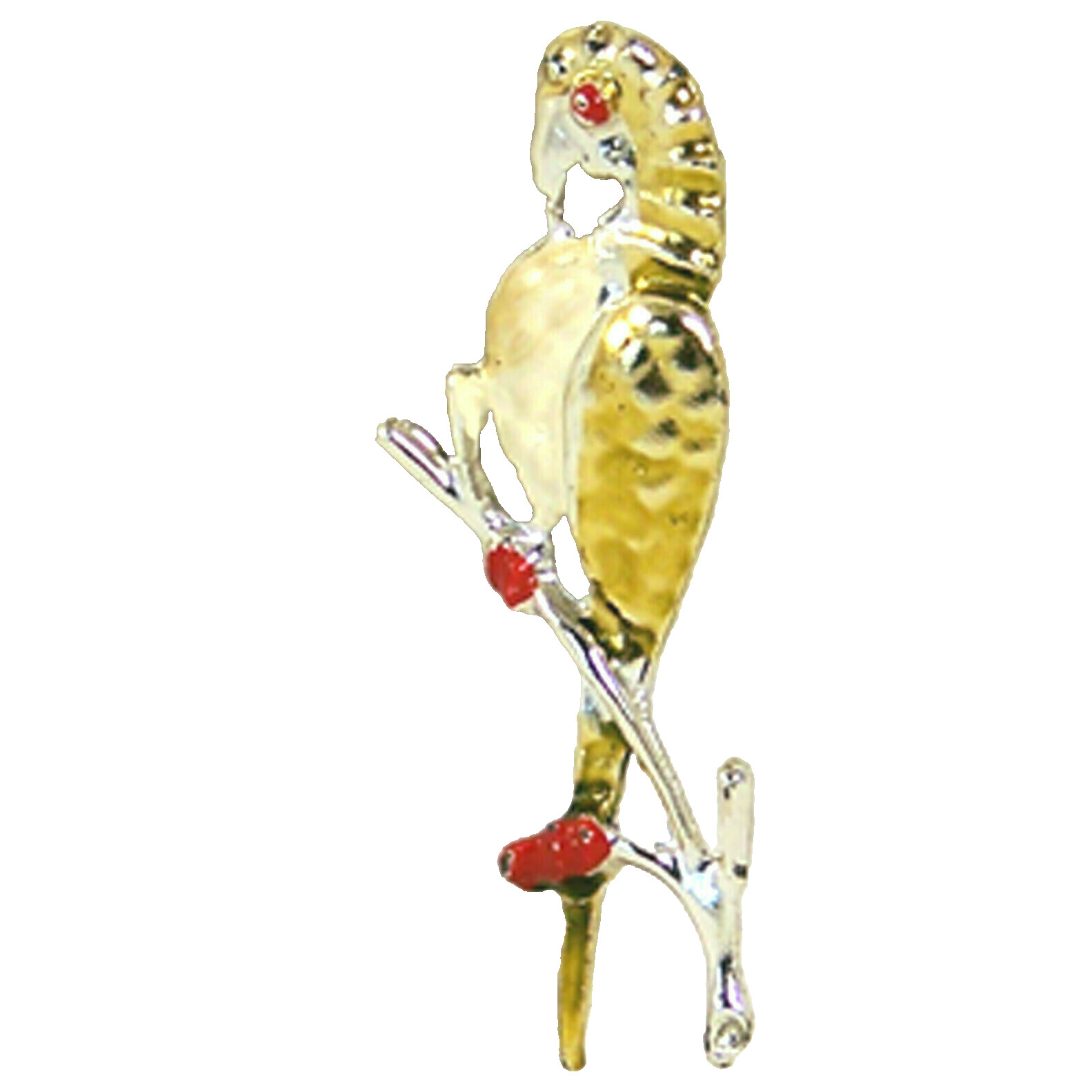 Vintage Pin Exotic Bird Parrot Animal Painted Enamel Silver Tone Metal Brooch 2″
