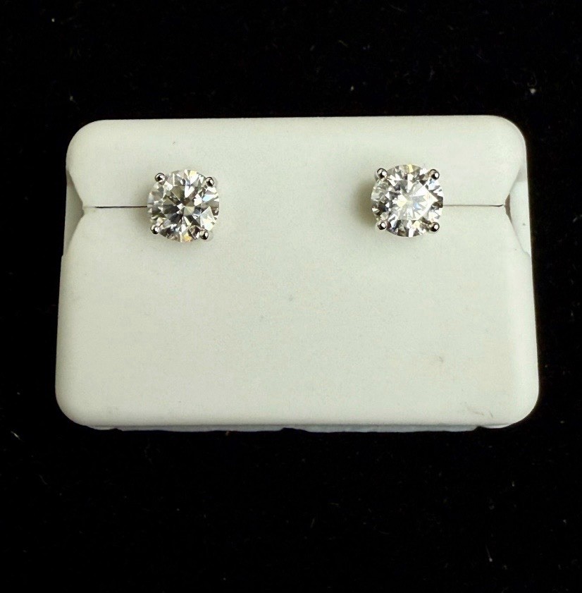 Moissanite 1 CTW Round Solitaire Sterling Silver 925 Earrings, Screw backs