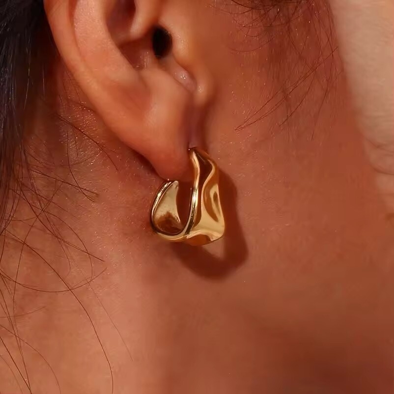 Abstract Geometric Trapezoid Shape Creole Stainless Steel Earrings For Woman Un