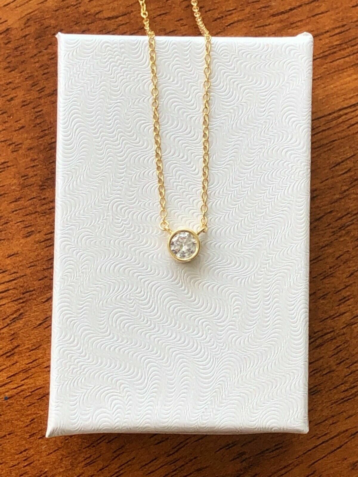 925 Sterling Silver Tiny Bezel Cz Solitaire Pendant Necklace 5mm 17.25″