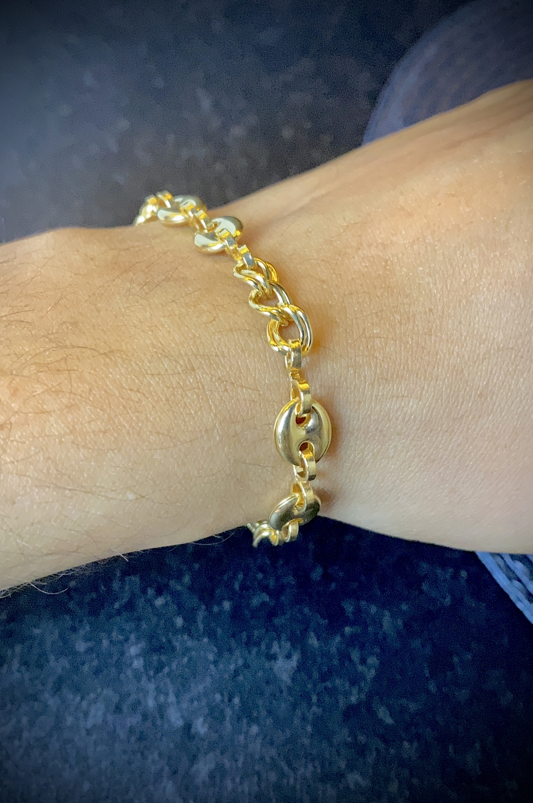 Anchor Mariner Link Bracelet for Women Gold Filled 7.75″ Elegant Fashion Jewelry