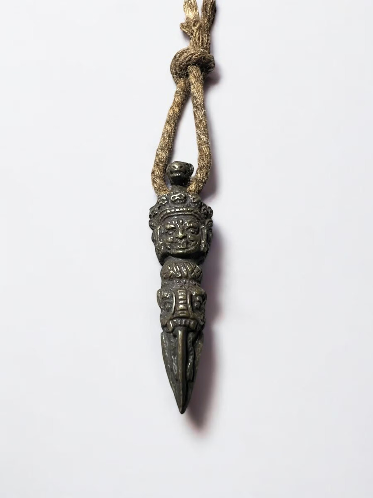 Mini Brass Vajra Phurba Pendant: Tibetan Buddhist Amulet