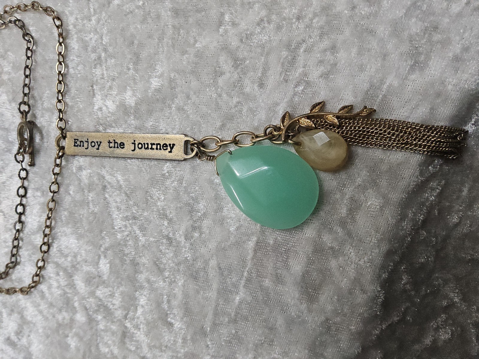 Vintage Aquamarine Enjoy The Journey Pendant Long Chain Necklace 28in