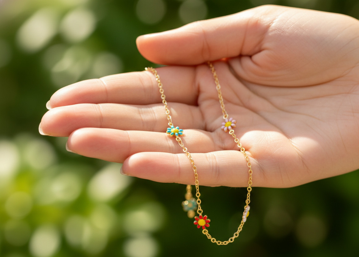 Elegant Gold Color Floral Charm Anklet 18K Gold Plated Designer Anklet