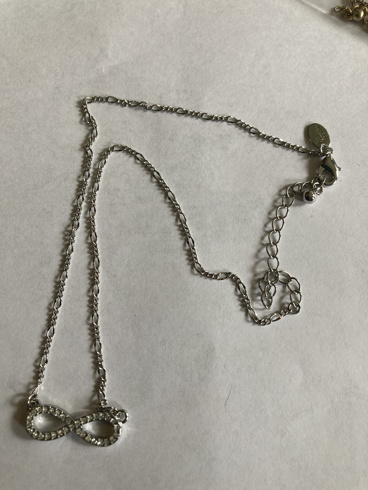 Lea Sophia 9″ Silver-Tone Rhinestone Infinity Necklace