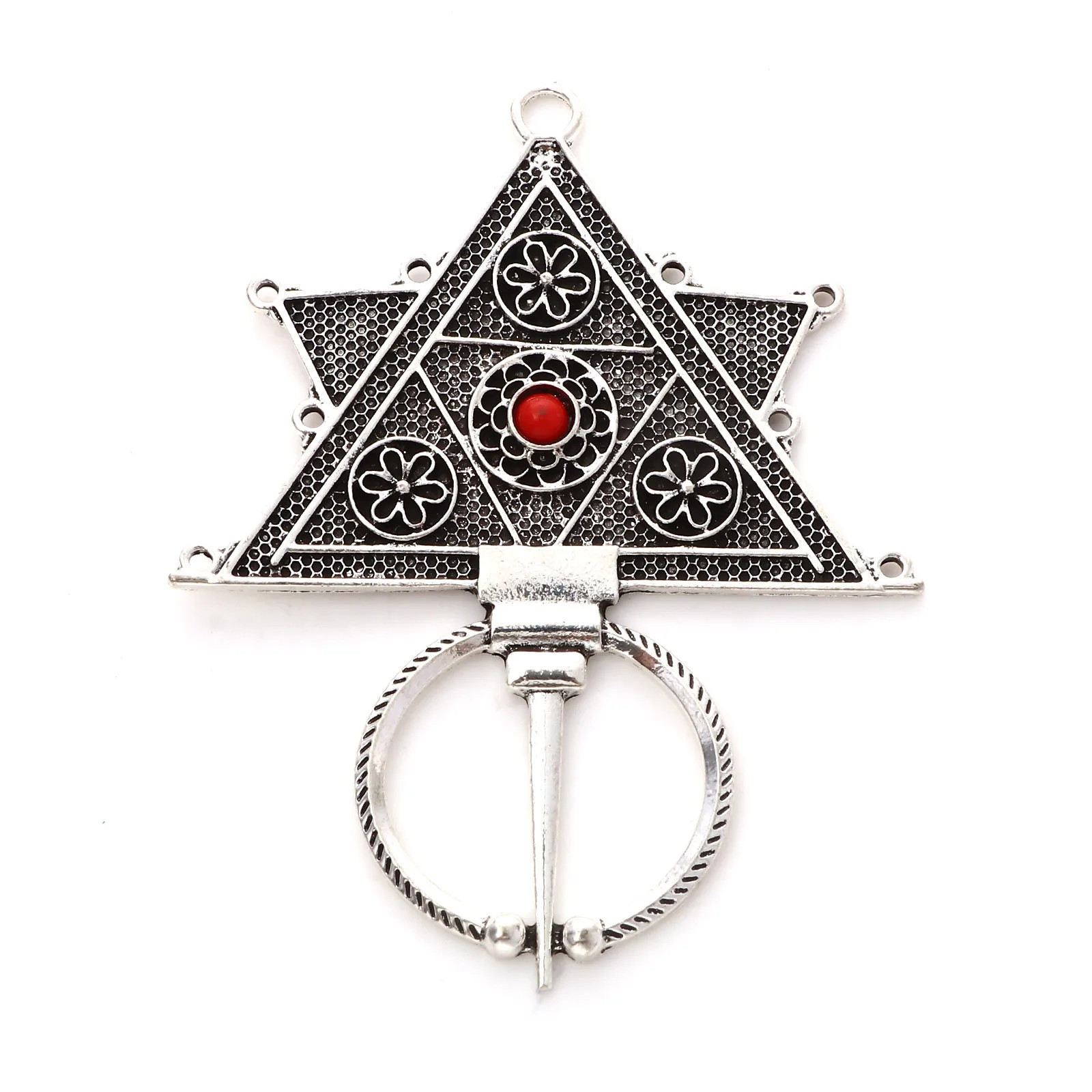 2PCs Bohemian Ethnic Pendants Antique Color Multicolor Enamel Flower Roun
