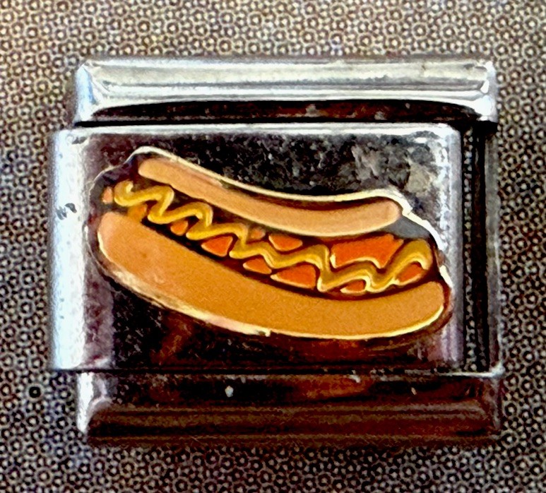 Vintage HOTDOG! from The ITALIA Drive in Food Col. CHARM fits 9MM Bracelets