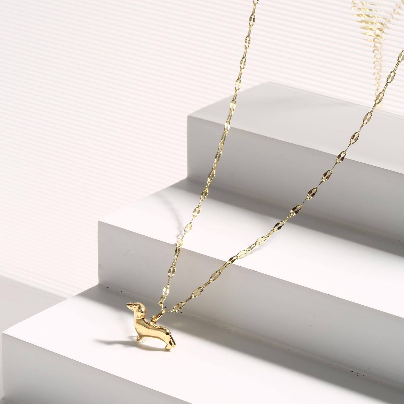 Mikovivi Gold Dog Pendant Necklace with Card, Dainty Medium, gold