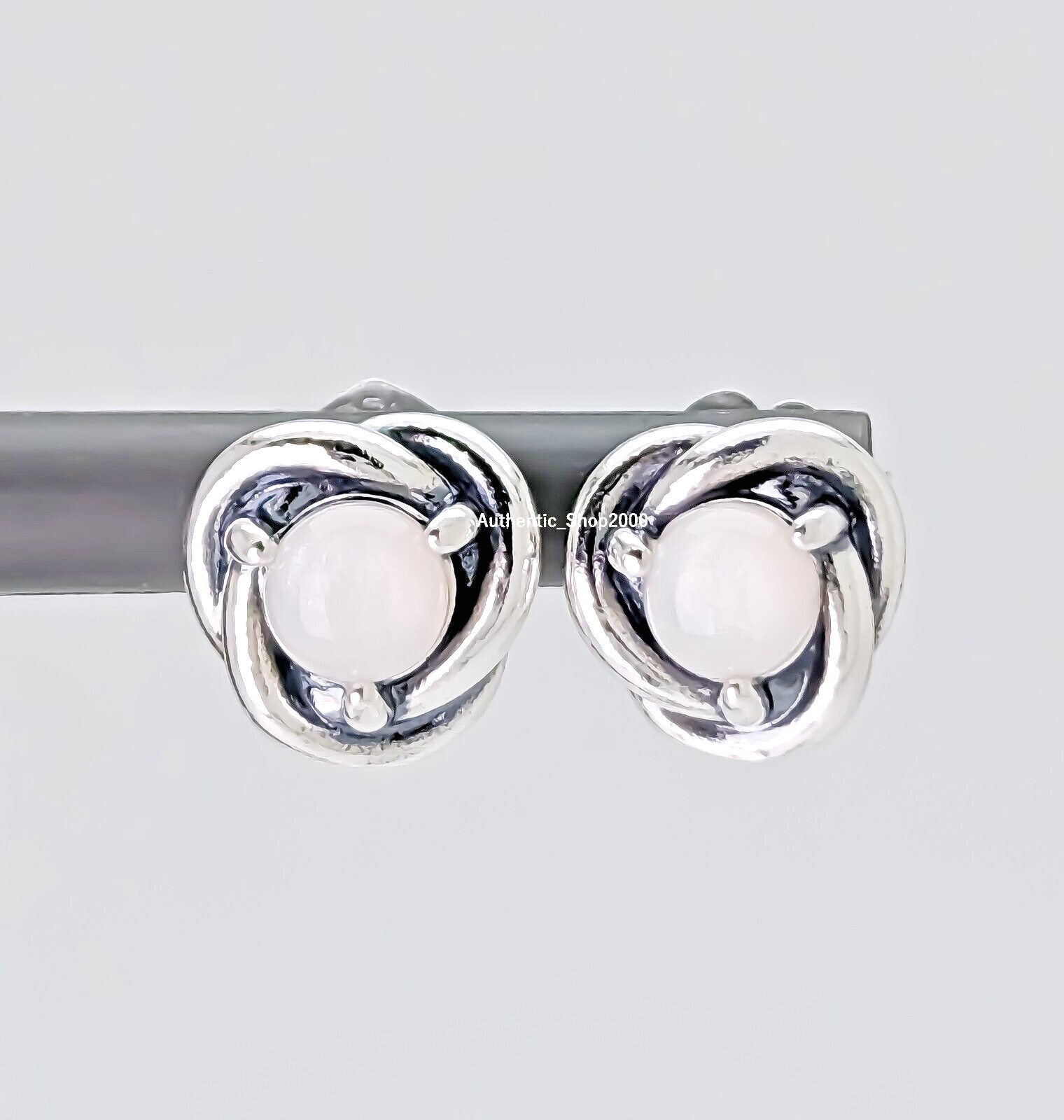 New 100% PANDORA 925 April Birthstone Eternity Circle Stud Earrings 292335C03