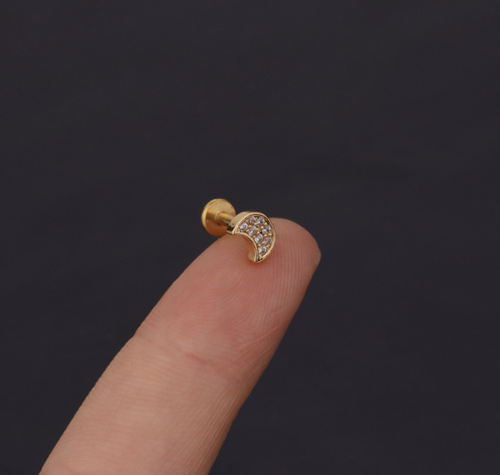 Internal Threaded Flat Labret Back Cartilage Helix Lobe Tragus Conch Earring UK