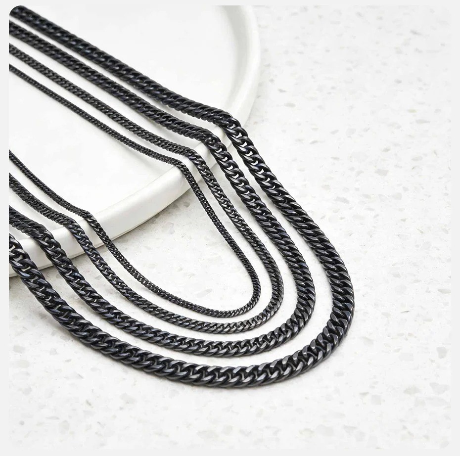 Cuban Chain Necklace Stainless Steel 3-9mm Miami Curb Link Unisex Jewelry