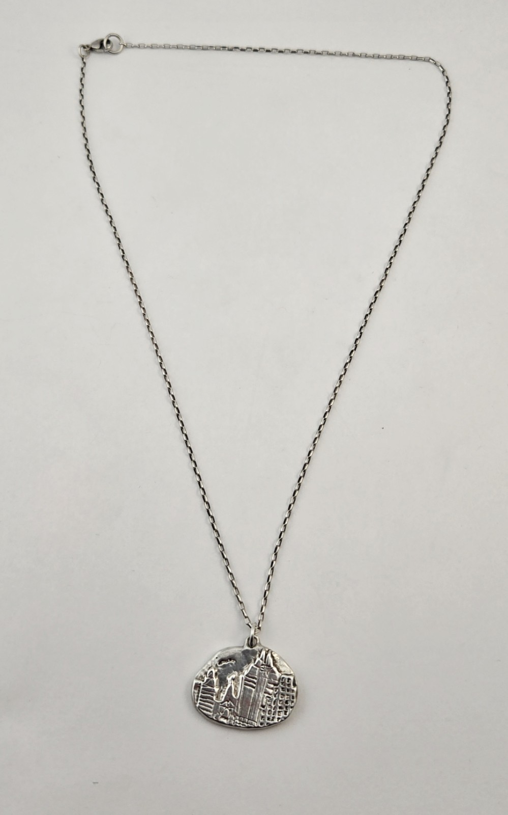 Vintage Austin TX Skyline Handmade Sterling Silver Pendant Necklace 18″ – 12.0g