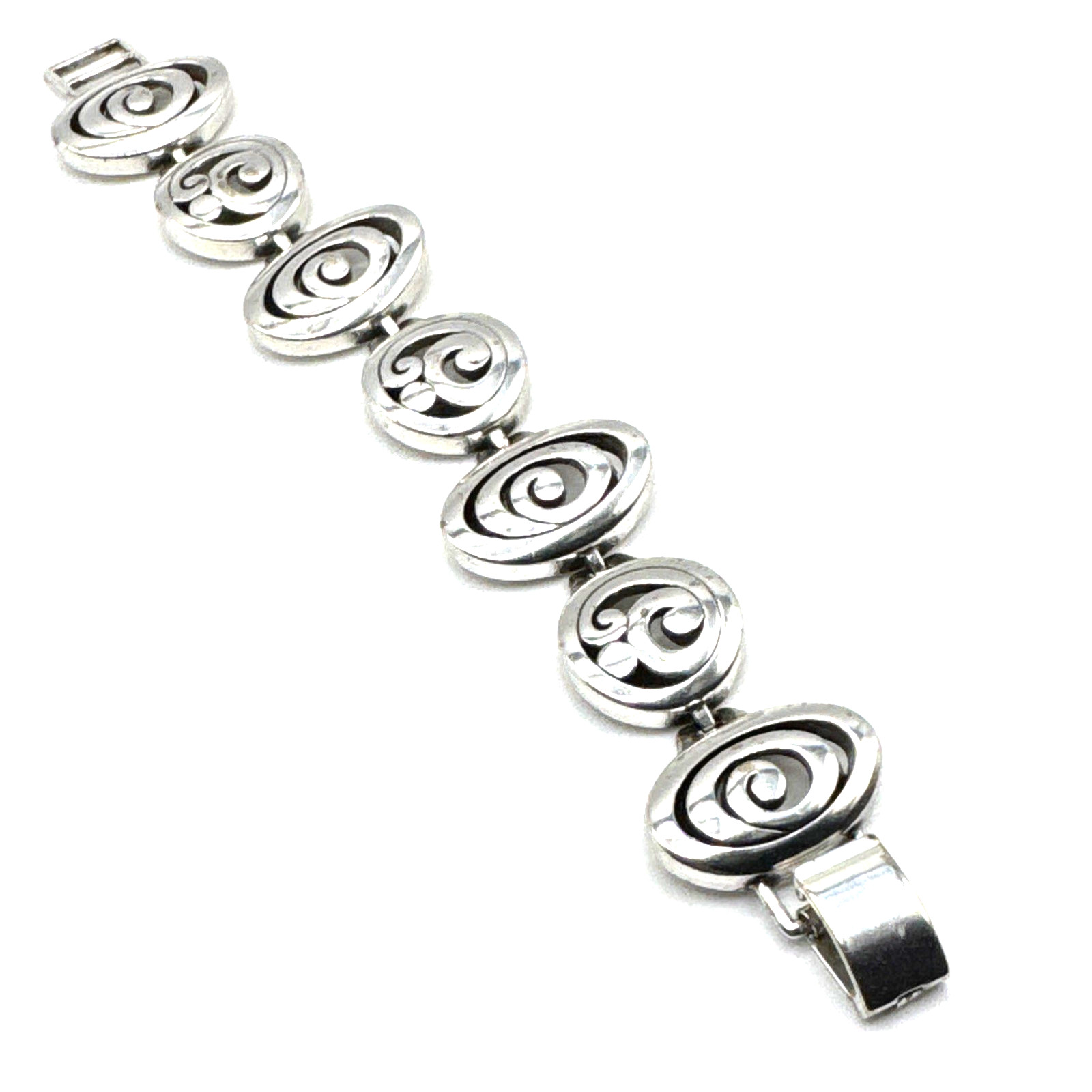 Brighton Contempo Chunky Spirals Linked Silver Bracelet 7.5 Inches