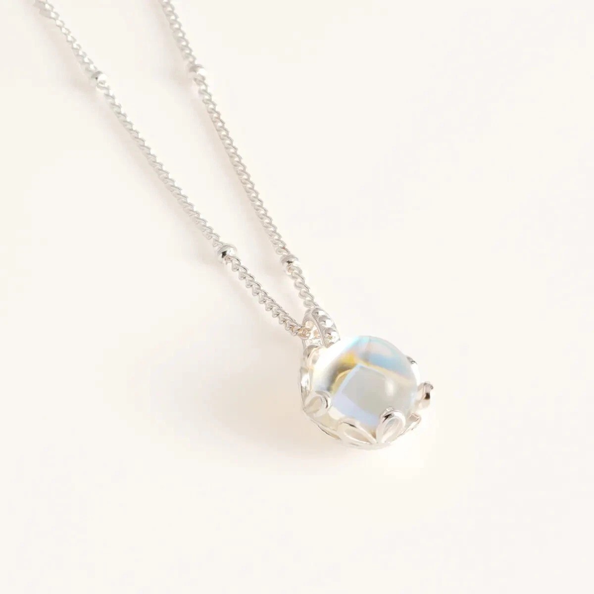Elegant Moonstone Necklace Dainty Round Pendant Daily Life Guardian Jewelry