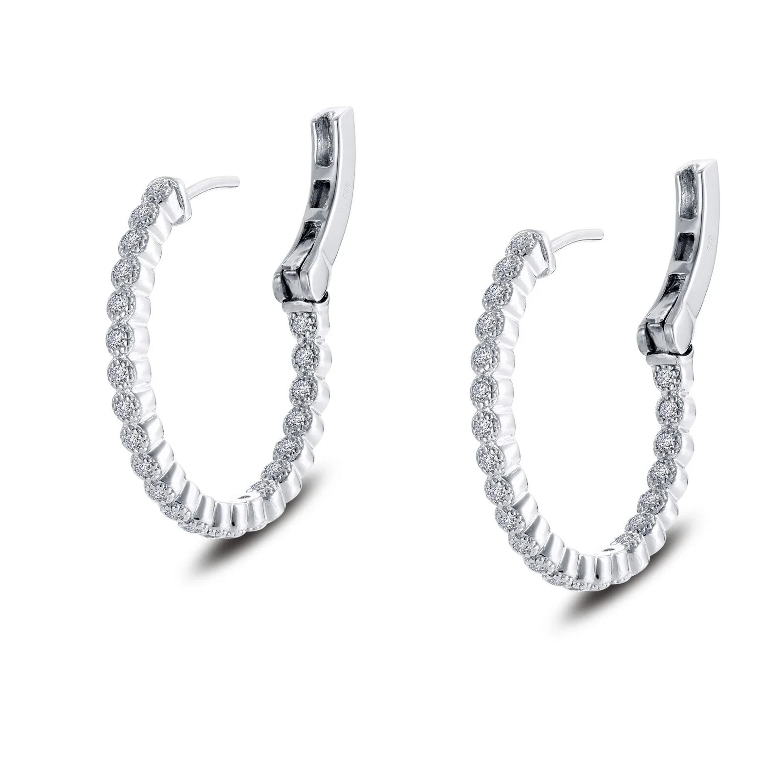 BRAND NEW Lafonn 925 Platinum Plated 0.69CTW Diamonds Hoop Earrings E0357CLP00