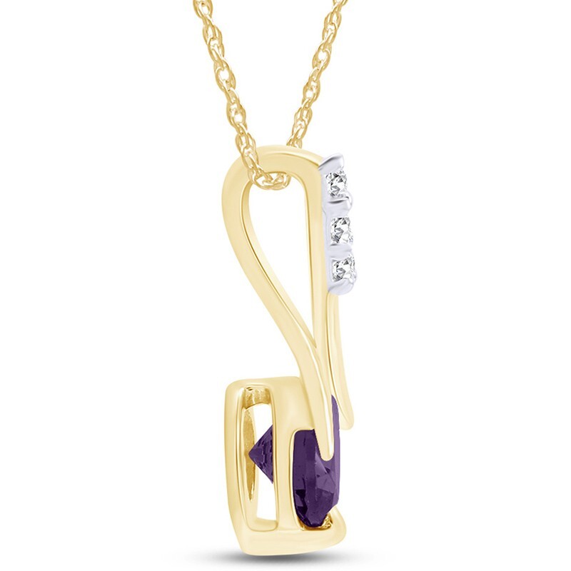 Solitaire Necklace & Earrings Set Simulated Amethyst 18″ Chain Sterling Silver