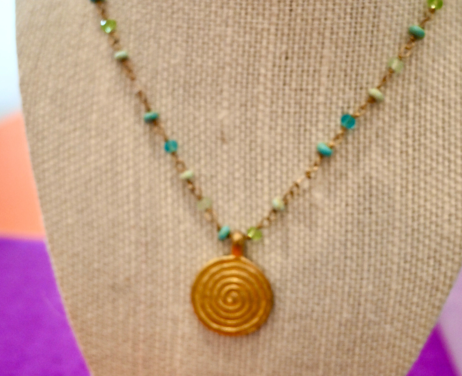 NWT $54 LAUREN Ralph Lauren Semi Precious Stone Chain Necklace Turquoise Apatite