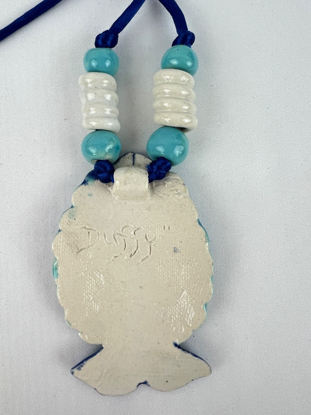 Fashion Large Ceramic Enamel Blue Fish Statement Bold Necklace Summer Cruise