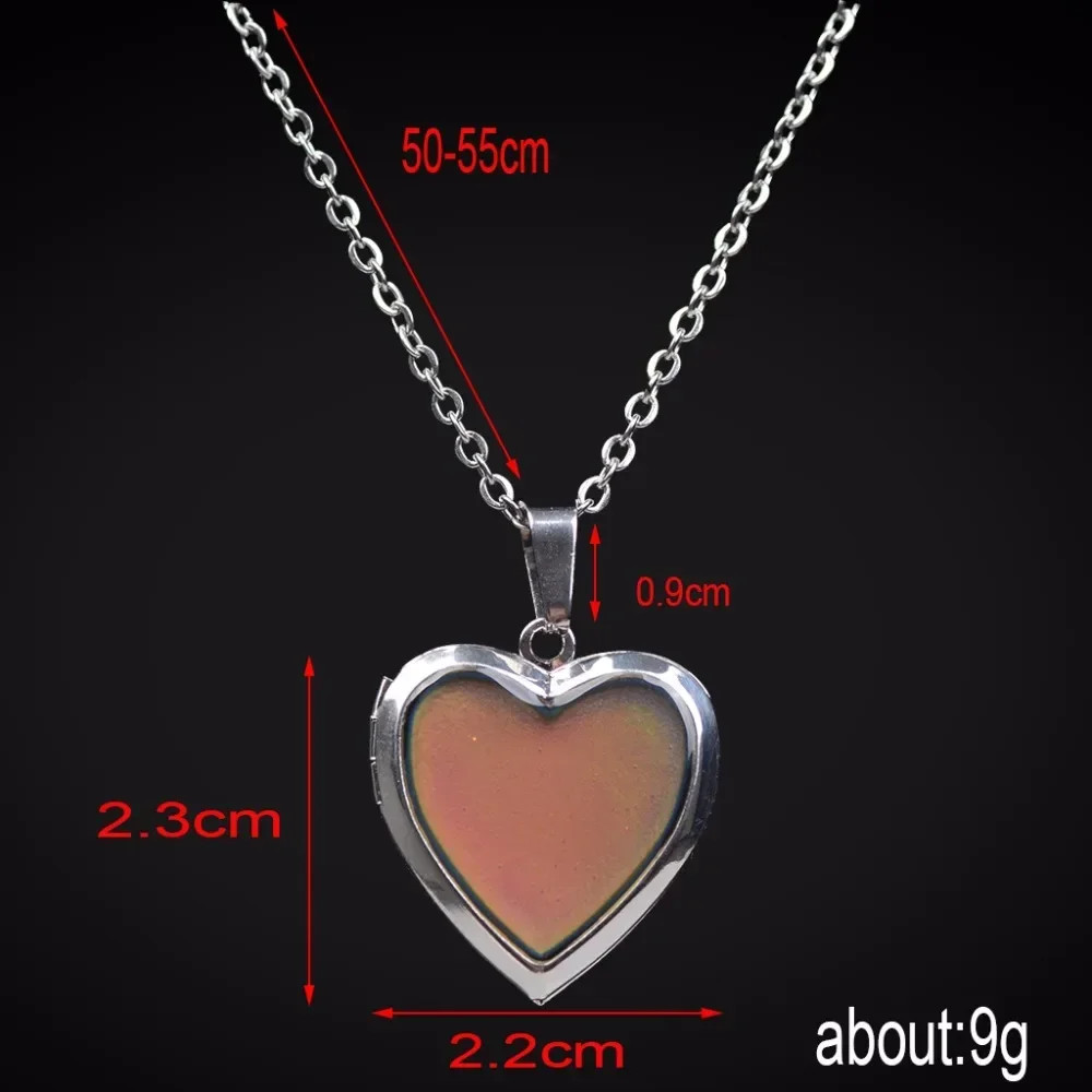 Mood Necklaces Peach Heart Love Pendant Necklace Temperature Control Color…