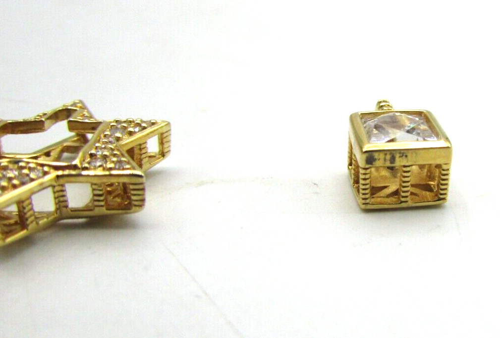 GOLD OVER STERLING 925 CZ STAR OF DAVID AND CUBE .75″ PENDANT LOT OF 2 NWOT JB13