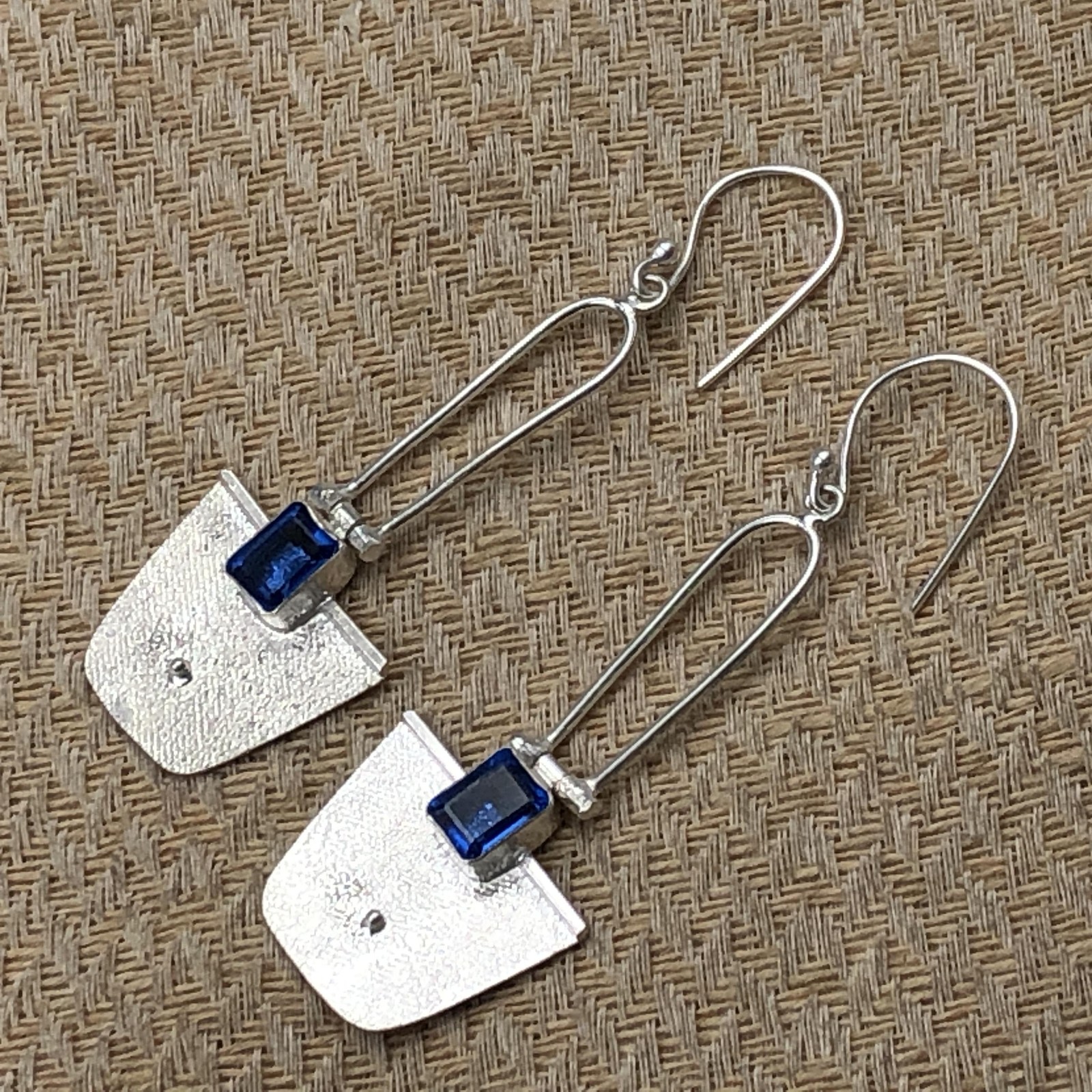 December Birth Rectangle TANZANITE Sterling Silver Drop Dangle Earrings Jewelry