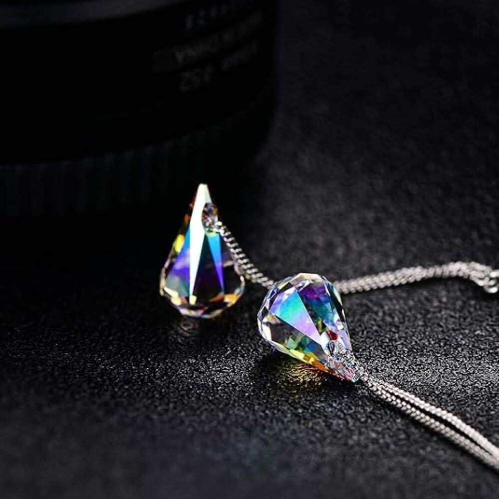 18k White Gold Plated Aurora Borealis Teardrop Crystal Drop Hook Earrings