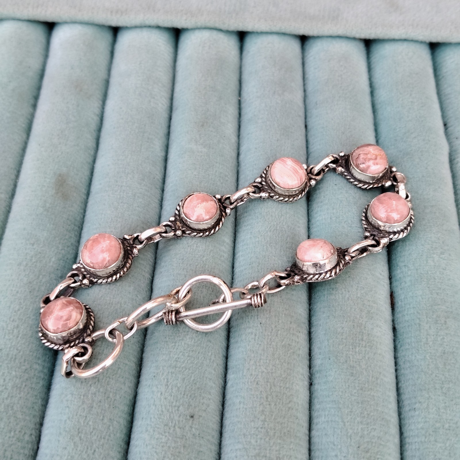 Real Rhodochrosite Bracelet 925 Sterling Silver Unique Style Bracelet PG9520