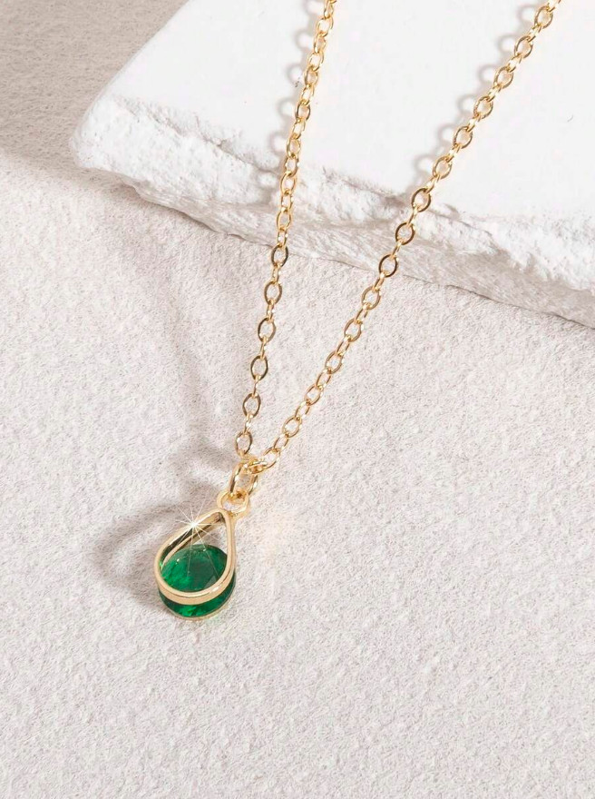 Heart Pendant Women Necklace Jewelry Accessories Water Drop Birthstone Gift USA