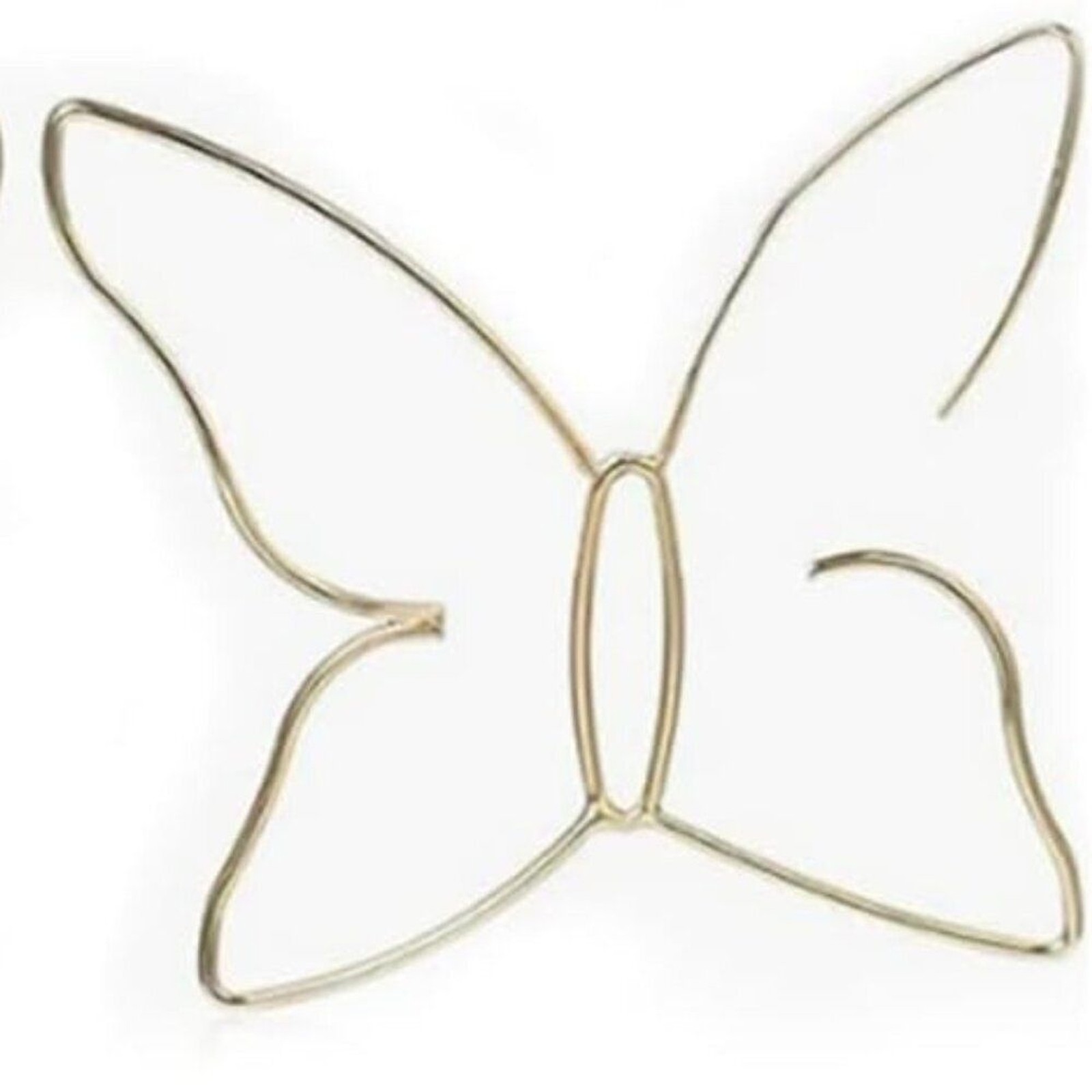 Gold Tone Butterfly Wire Hoop Earrings Lightweight Alloy French Hook