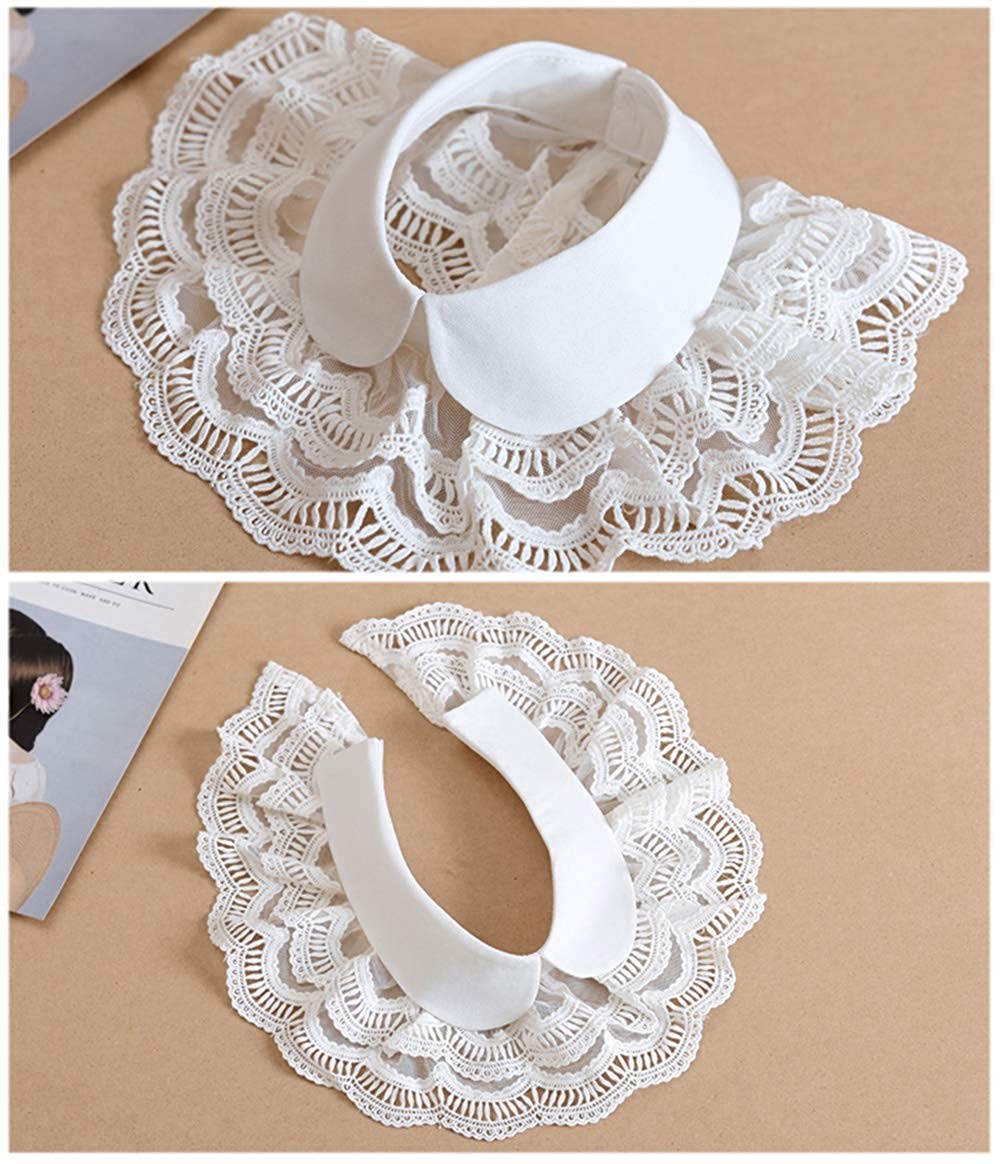 Layered Lace Detachable Half Shirt Blouse Faux Collar Neck Ruff Neck Collar F…