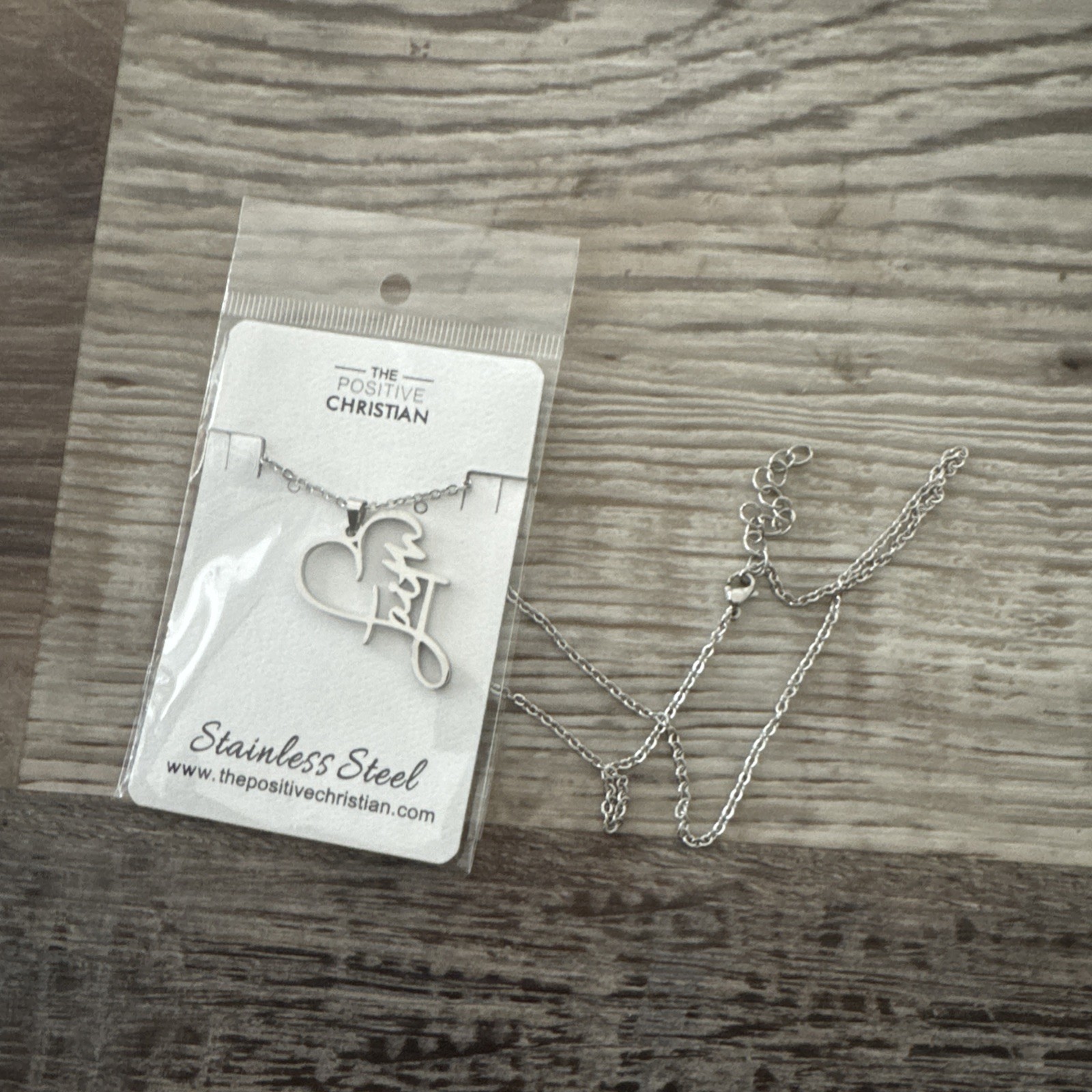 NEW The Positive Christian Stainless Steel Faith & Heart Necklace