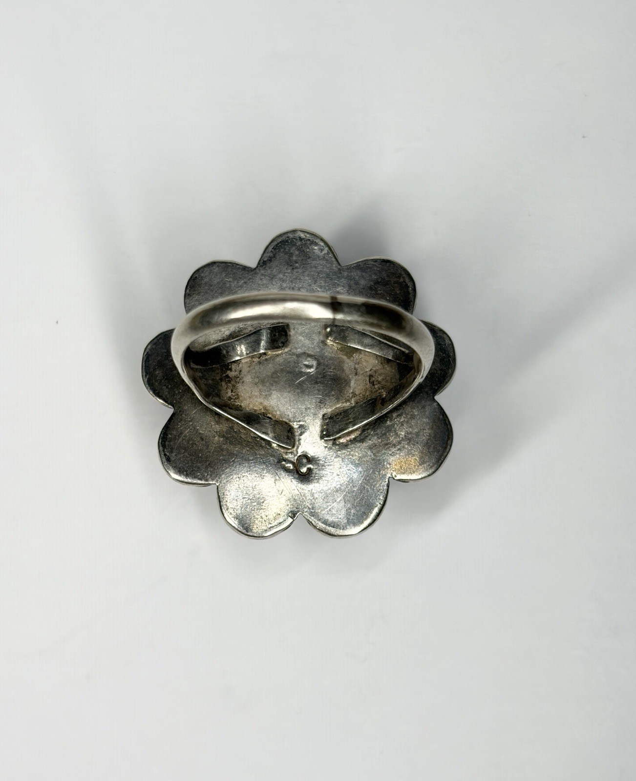 Vintage Navajo SC Sterling Silver Multi Stone Inlay Ring Size 7