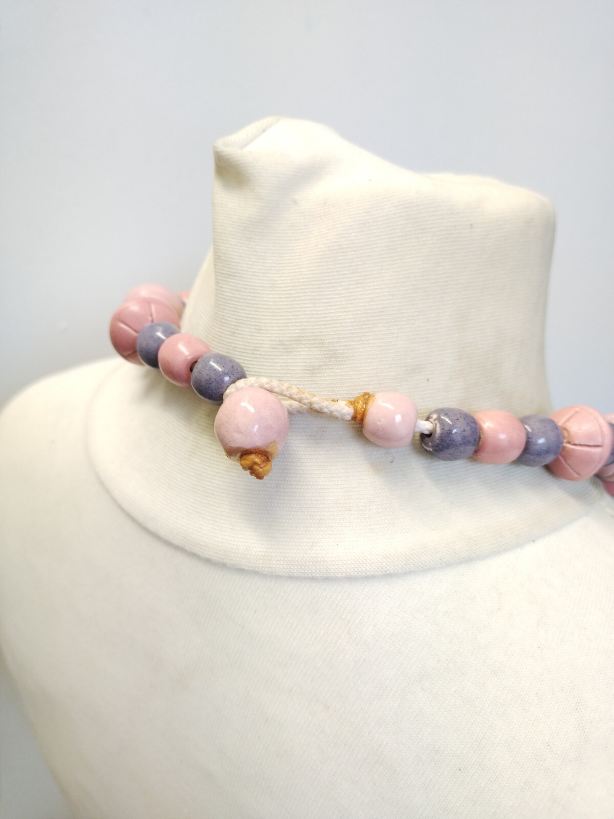 Mink Pink Purple Ceramic Mixed Shapes Beaded Statement Necklace