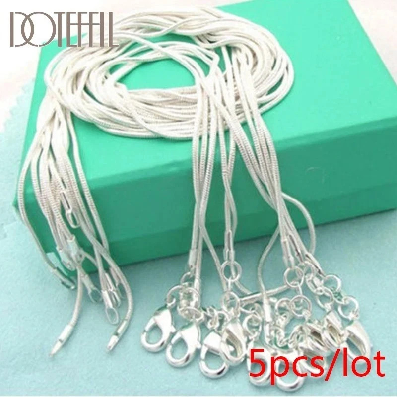 5/10PCS wholesale 925 sterling solid silver 1MM 16-30inch snake chain necklace