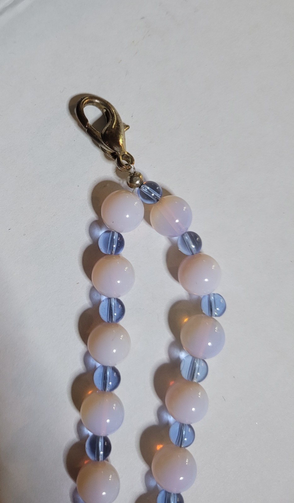 Opalite Double Strand Beaded Necklace Aprox Lengths 16 17 Inches Silver Tone
