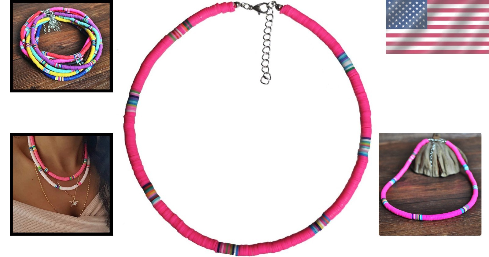 Handcrafted Bohemian Choker – Colorful Vinyl Disc Beads – Perfect for Summer