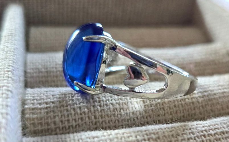 Sapphire Acrylic Ring Simulated Size 8 Next Day Shipping
