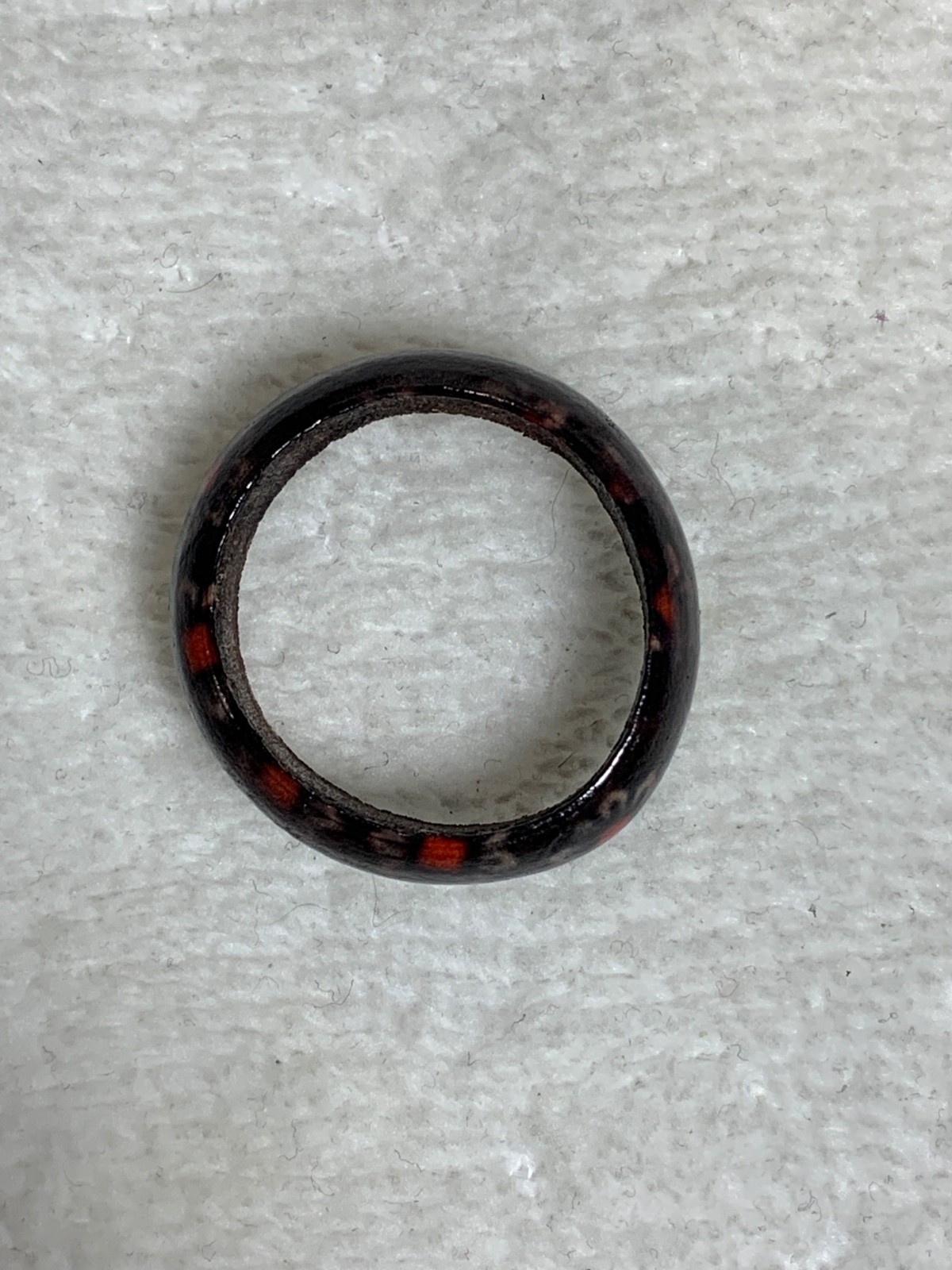 African Totem Ethnic Stamped Pattern Wood Ring Size 10.5