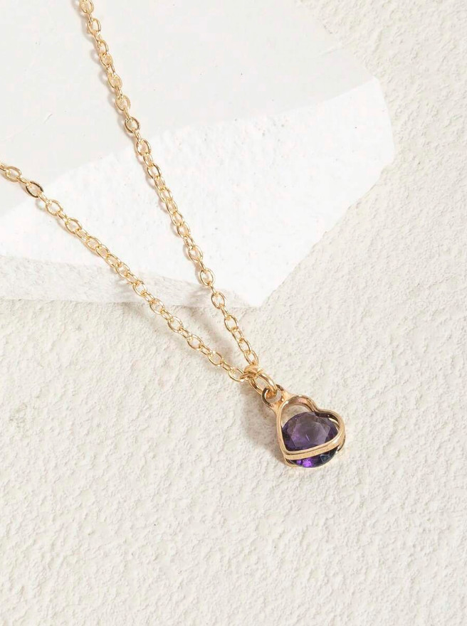 Heart Pendant Women Necklace Jewelry Accessories Water Drop Birthstone Gift USA